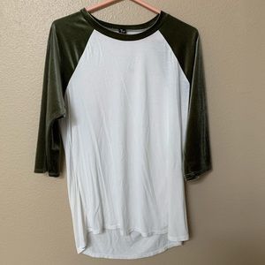 Raglan baseball velvet tee from ModCloth green